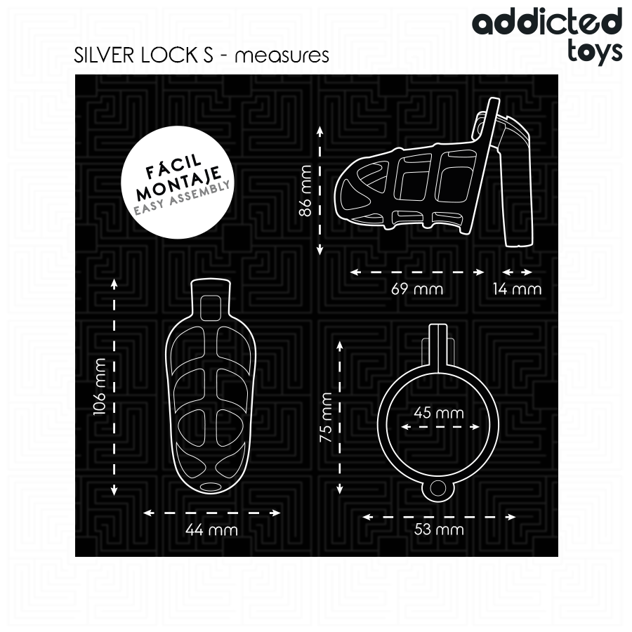 ADDICTED TOYS LOCKED - SØLVLÅS METAL PENISBUR STØRRELSE S
