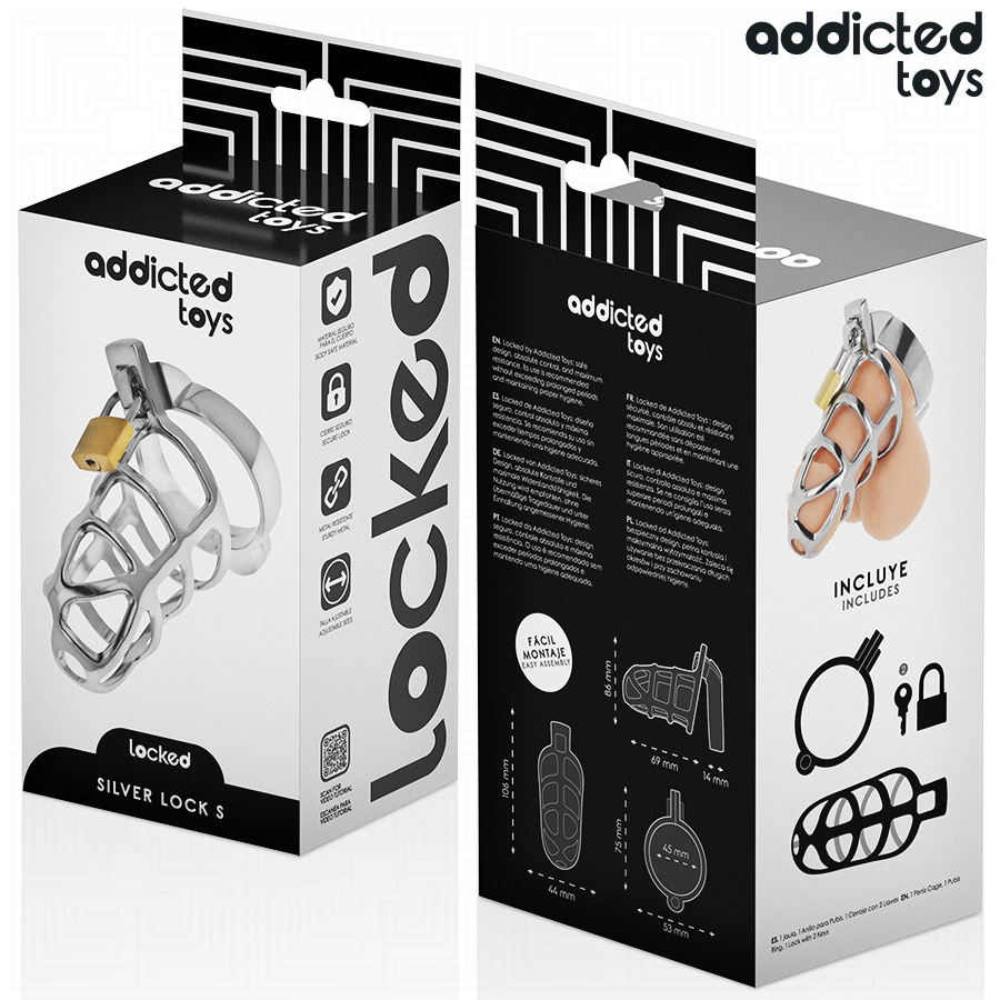 ADDICTED TOYS LOCKED - SØLVLÅS METAL PENISBUR STØRRELSE S
