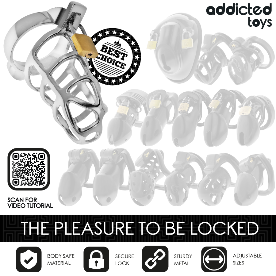 ADDICTED TOYS LOCKED - SØLVLÅS METAL PENISBUR STØRRELSE S