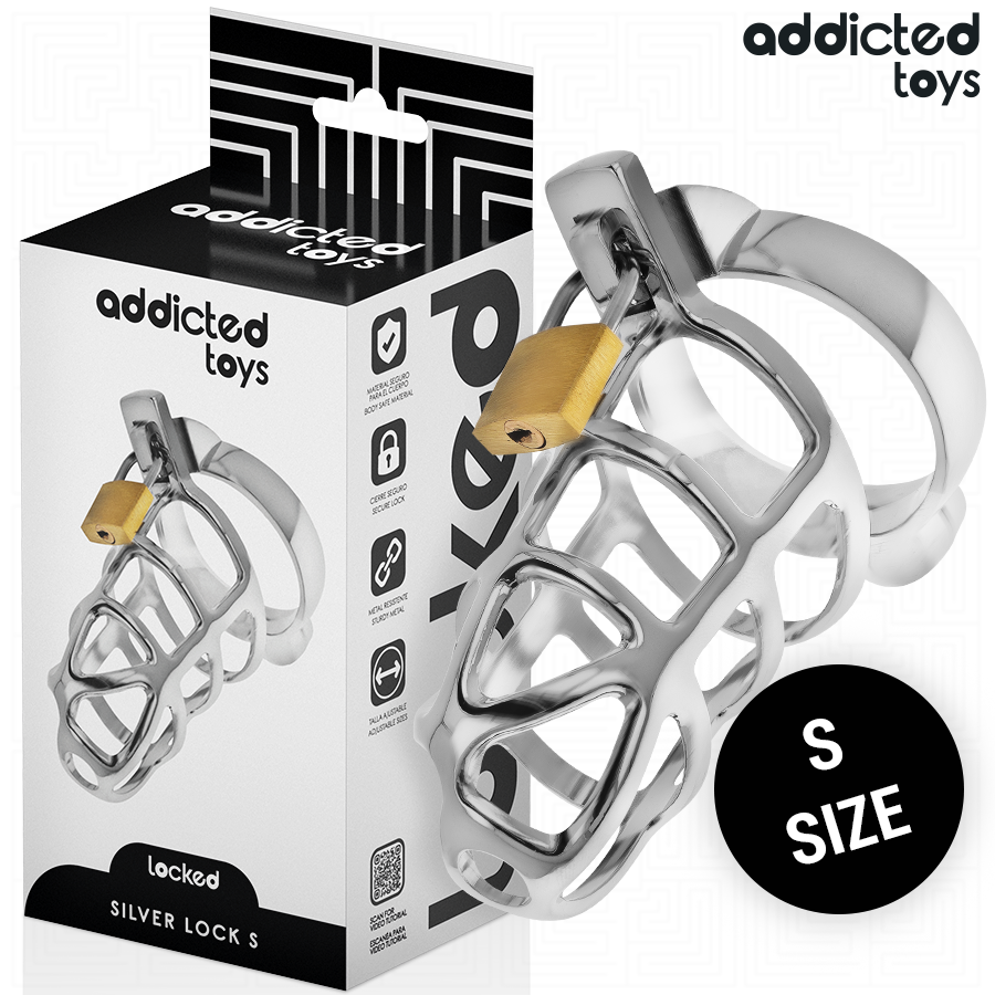 ADDICTED TOYS LOCKED - SØLVLÅS METAL PENISBUR STØRRELSE S