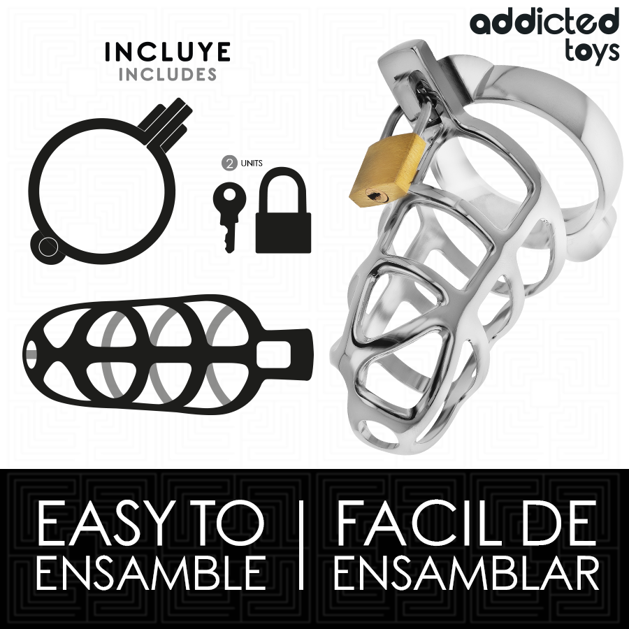ADDICTED TOYS LOCKED - SØLVLÅS METAL PENISBUR STØRRELSE S