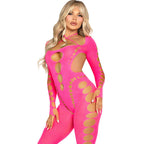 LEG AVENUE - LYSERØD BODYSTOCKING MED ÅBEN RYG ÉN STØRRELSE