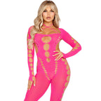 LEG AVENUE - LYSERØD BODYSTOCKING MED ÅBEN RYG ÉN STØRRELSE