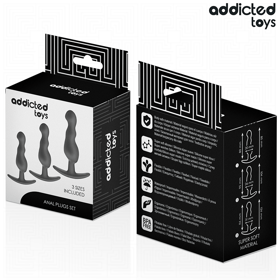 ADDICTED TOYS - SÆT MED 3 ANALPLUGGESILIKONE MODEL 1