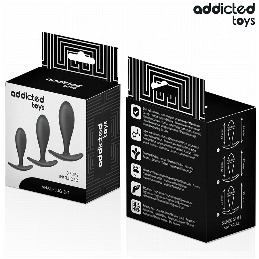 ADDICTED TOYS - SÆT MED 3 ANALPLUGGESILIKONE MODEL 2