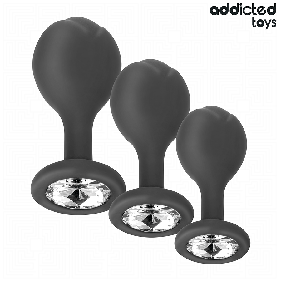 ADDICTED TOYS - SÆT MED 3 ANALPLUGGESILIKONE MED SMYKKER
