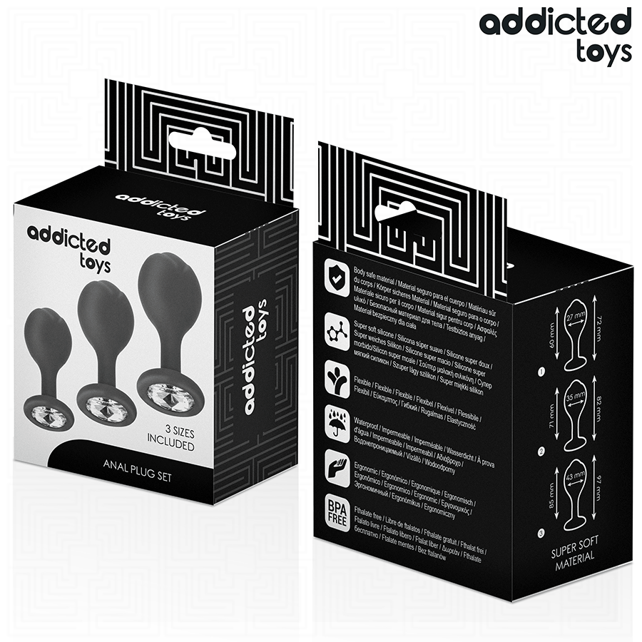 ADDICTED TOYS - SÆT MED 3 ANALPLUGGESILIKONE MED SMYKKER