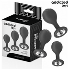 ADDICTED TOYS - SÆT MED 3 ANALPLUGGESILIKONE MED SMYKKER