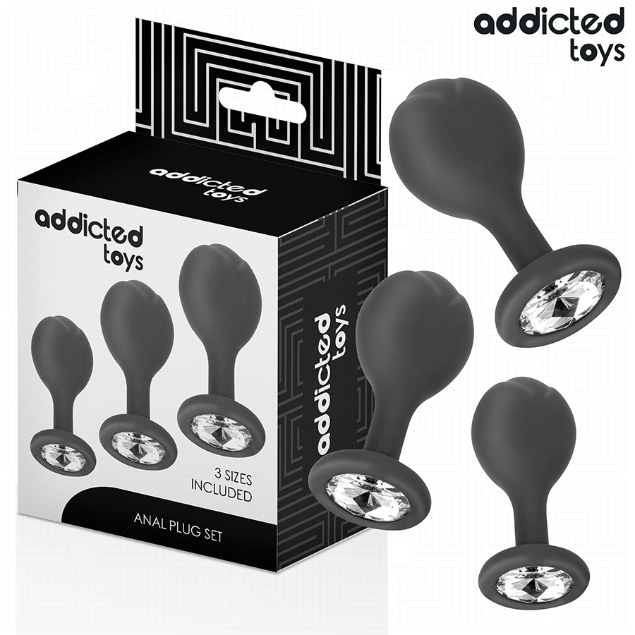 ADDICTED TOYS - SÆT MED 3 ANALPLUGGESILIKONE MED SMYKKER