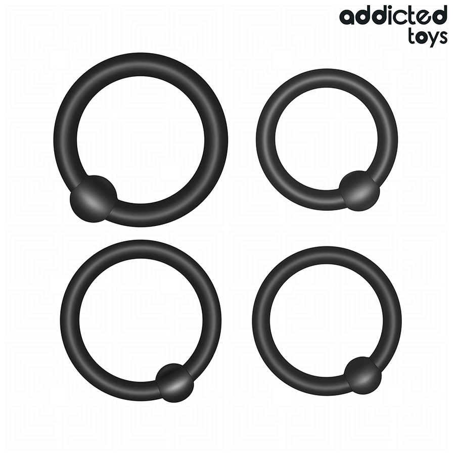 ADDICTED TOYS - SÆT MED TRYKSILIKONERINGE