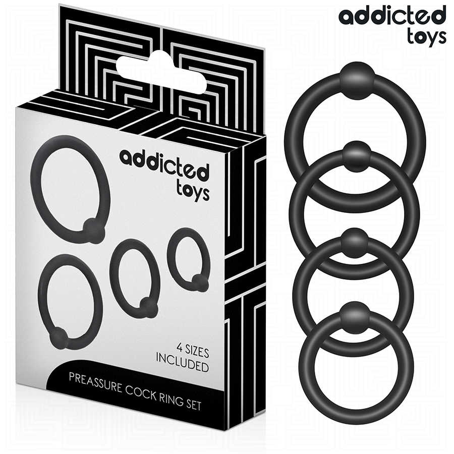 ADDICTED TOYS - SÆT MED TRYKSILIKONERINGE