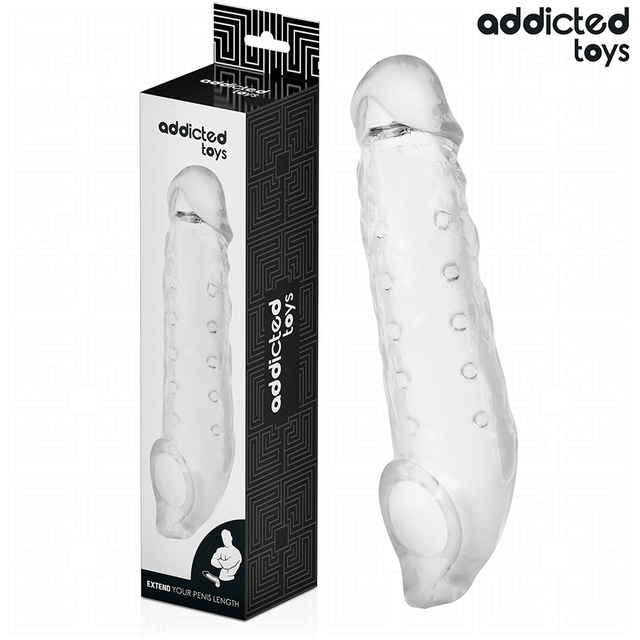 ADDICTED TOYS - TRANSPARENT PENISFORLÆNGNING STØRRELSE S 23 CM