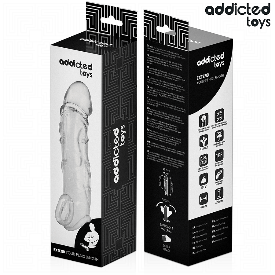 ADDICTED TOYS - TRANSPARENT PENISFORLÆNGNING 27 CM