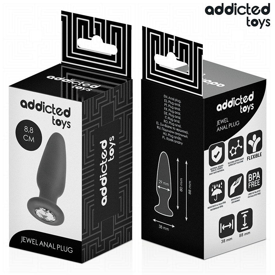 ADDICTED TOYS - ANALPLUG MED SILIKONE SMYKKER STØRRELSE S 8,8 CM