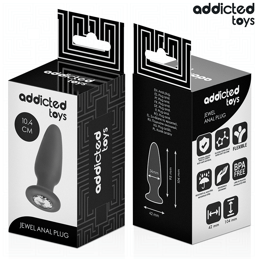 ADDICTED TOYS - ANALPLUG MED SILIKONE SMYKKER STØRRELSE M 10,4 CM