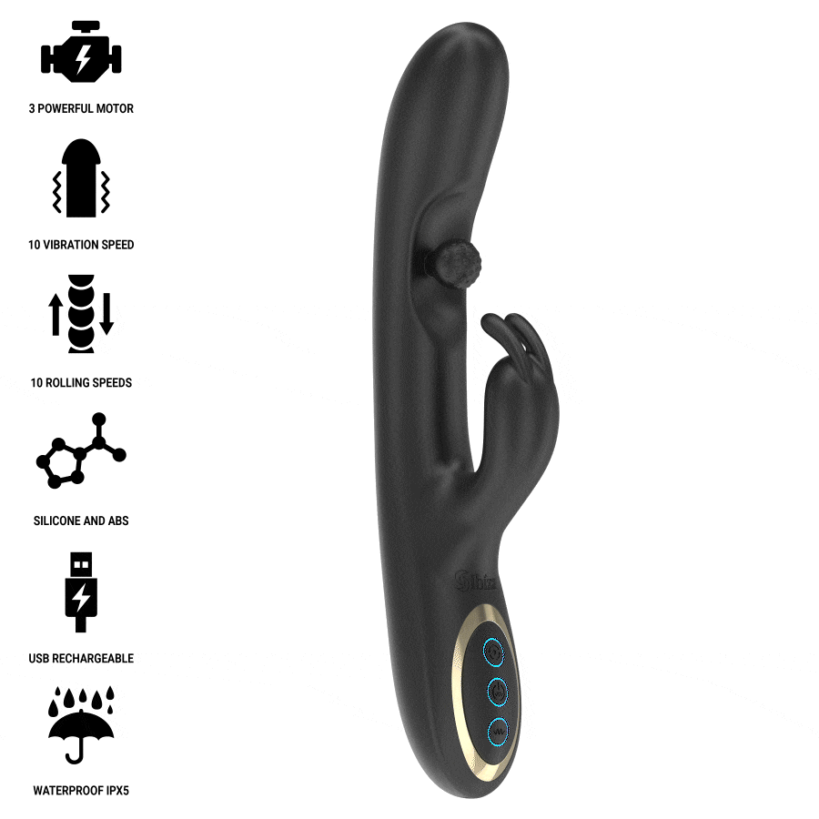 IBIZA - KRAFTIG KANINVIBRATOR MED MASSAGERENDE RULLEPERLE