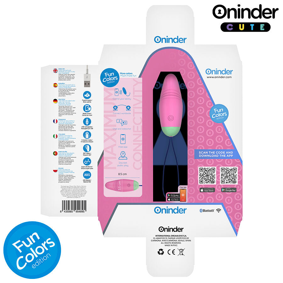 ONINDER CUTE - LOVE PLEASURE 360° VIBRERENDE-ROTERENDE SILIKONEÆG - GRATIS GLOBAL APP
