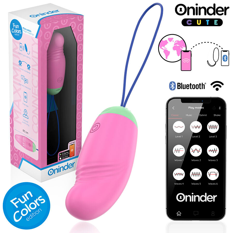 ONINDER CUTE - LOVE PLEASURE 360° VIBRERENDE-ROTERENDE SILIKONEÆG - GRATIS GLOBAL APP