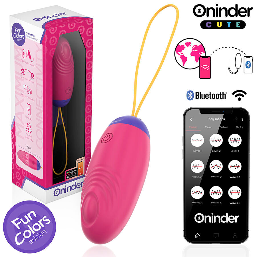 ONINDER CUTE - KÆRLIGHED OG FORNØJELSE VIBRO-BØLGE TAPPENDE SILIKONEÆG - GRATIS GLOBAL APP