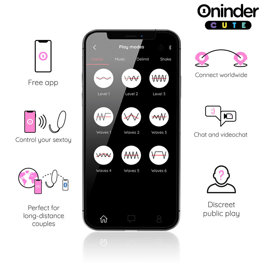 ONINDER CUTE - LOVE PLEASURE 360° VIBRERENDE-ROTERENDE SILIKONEÆG - GRATIS GLOBAL APP
