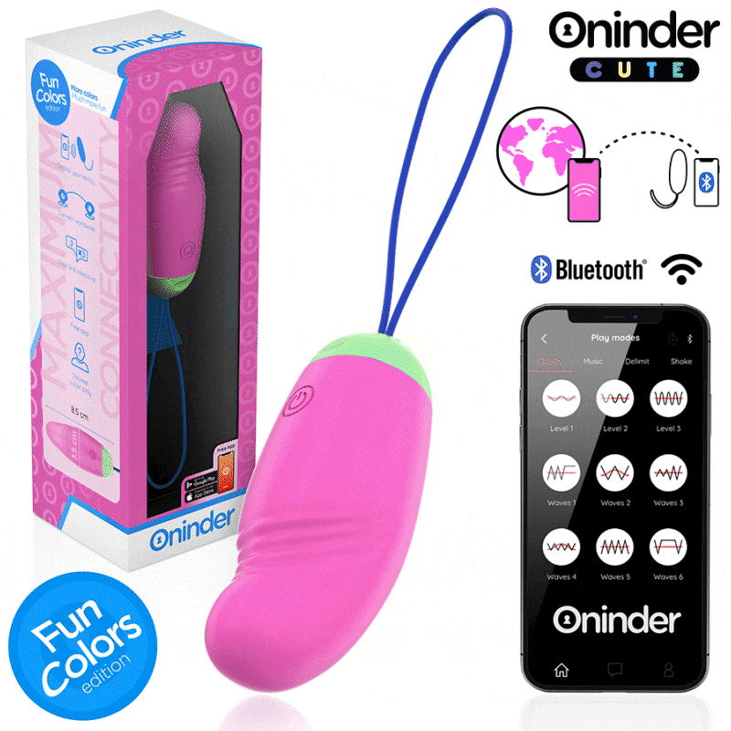 ONINDER CUTE - LOVE PLEASURE 360° VIBRERENDE-ROTERENDE SILIKONEÆG - GRATIS GLOBAL APP