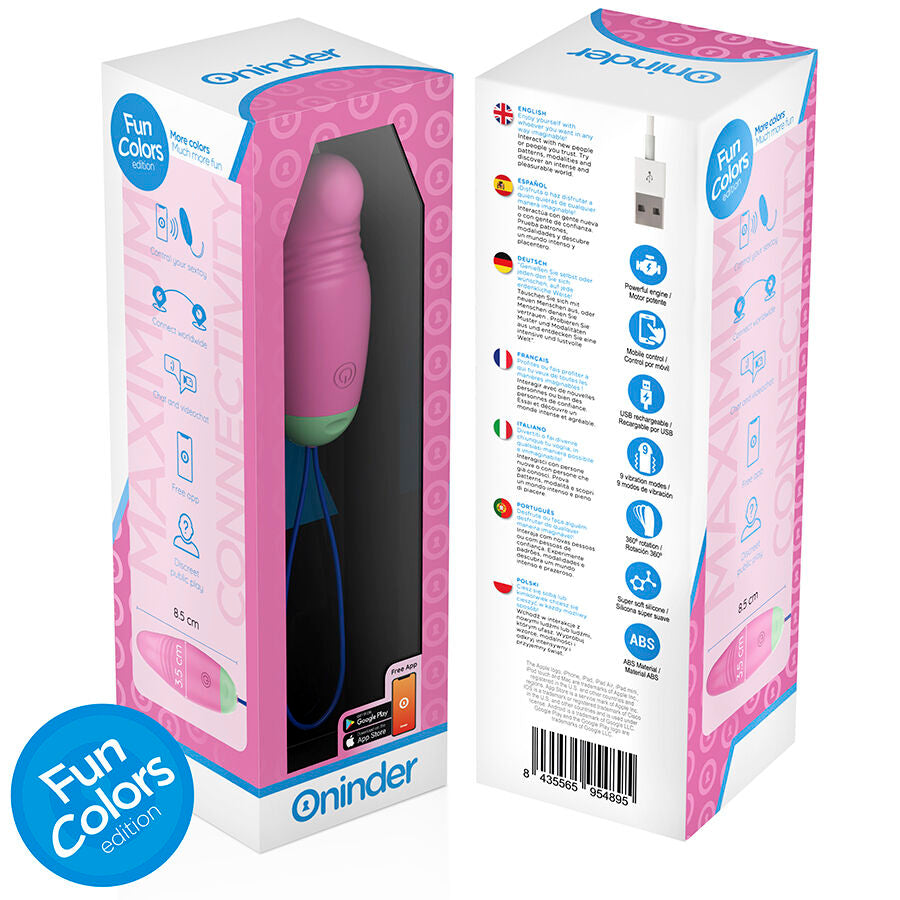 ONINDER CUTE - LOVE PLEASURE 360° VIBRERENDE-ROTERENDE SILIKONEÆG - GRATIS GLOBAL APP