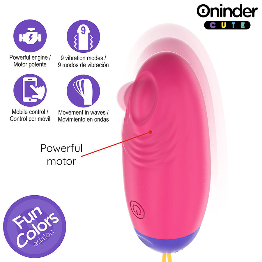 ONINDER CUTE - KÆRLIGHED OG FORNØJELSE VIBRO-BØLGE TAPPENDE SILIKONEÆG - GRATIS GLOBAL APP