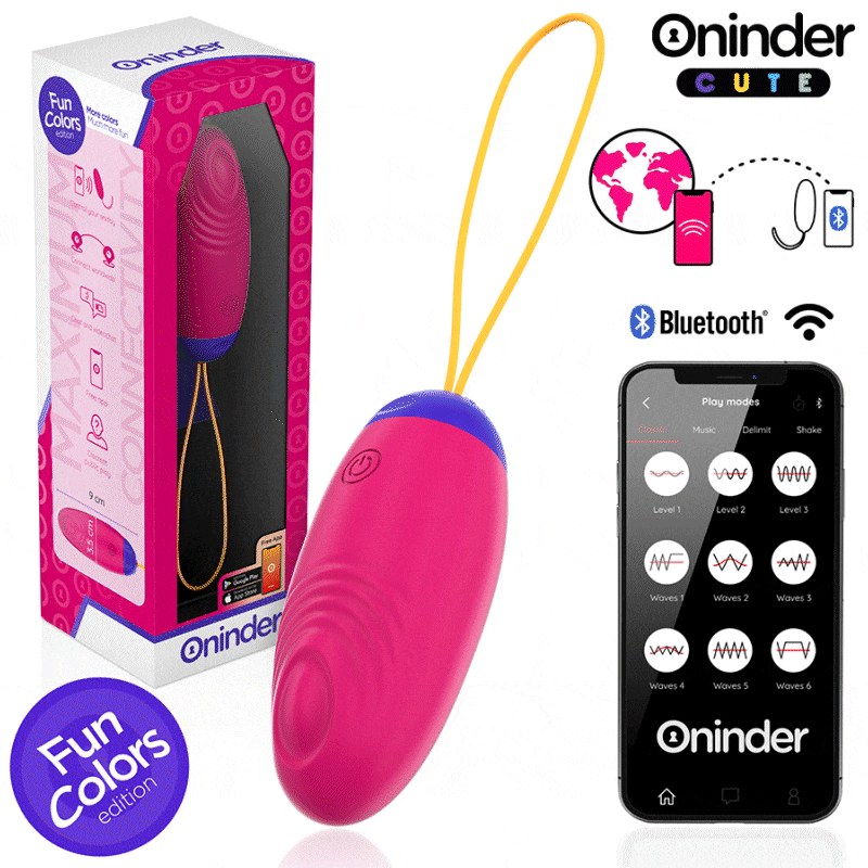 ONINDER CUTE - KÆRLIGHED OG FORNØJELSE VIBRO-BØLGE TAPPENDE SILIKONEÆG - GRATIS GLOBAL APP