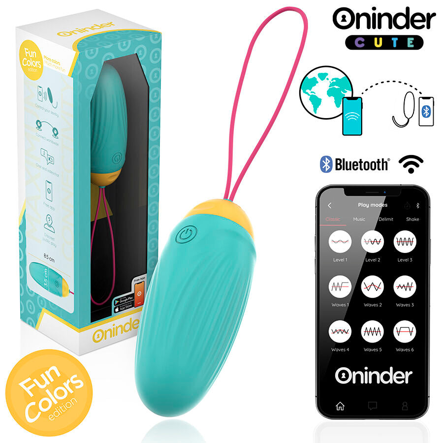 ONINDER CUTE - KÆRLIGHED OG FORNØJELSE VIBRERENDE ÆG - ROTERENDE SILIKONE ÆDELSTEN - GRATIS GLOBAL APP