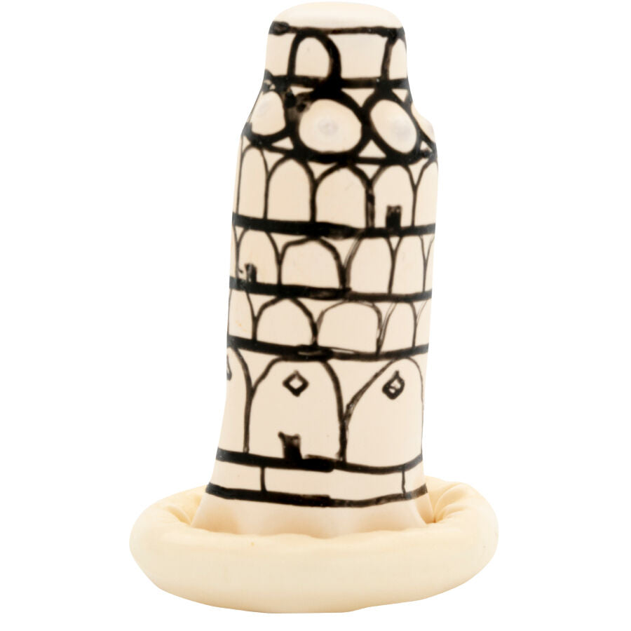 KONDOMERI - HÅNDMALEDE NYHEDSKONDOMER PISA TOWER