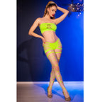 CHILIROSE - CR 4866 NEONGRØNT TOP OG SHORTS S/M