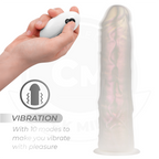 COCK MILLER - DILDO MED SUGEKOP, LYS OG VIBRATION MED FJERNBETJENING HVID 21,5 CM