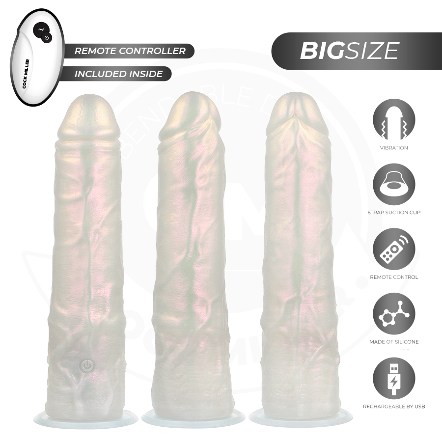 COCK MILLER - DILDO MED SUGEKOP, LYS OG VIBRATION MED FJERNBETJENING HVID 21,5 CM