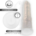 COCK MILLER - DILDO MED SUGEKOP, LYS OG VIBRATION MED FJERNBETJENING HVID 21,5 CM