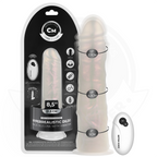 COCK MILLER - DILDO MED SUGEKOP, LYS OG VIBRATION MED FJERNBETJENING HVID 21,5 CM