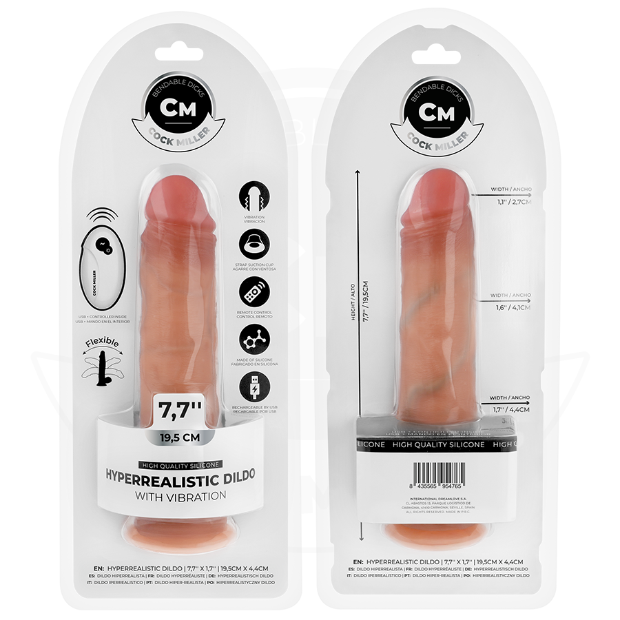 COCK MILLER - REALISTISK DILDO MED SUGEKOP OG FJERNBETJENING AF VIBRATION 19,5 CM