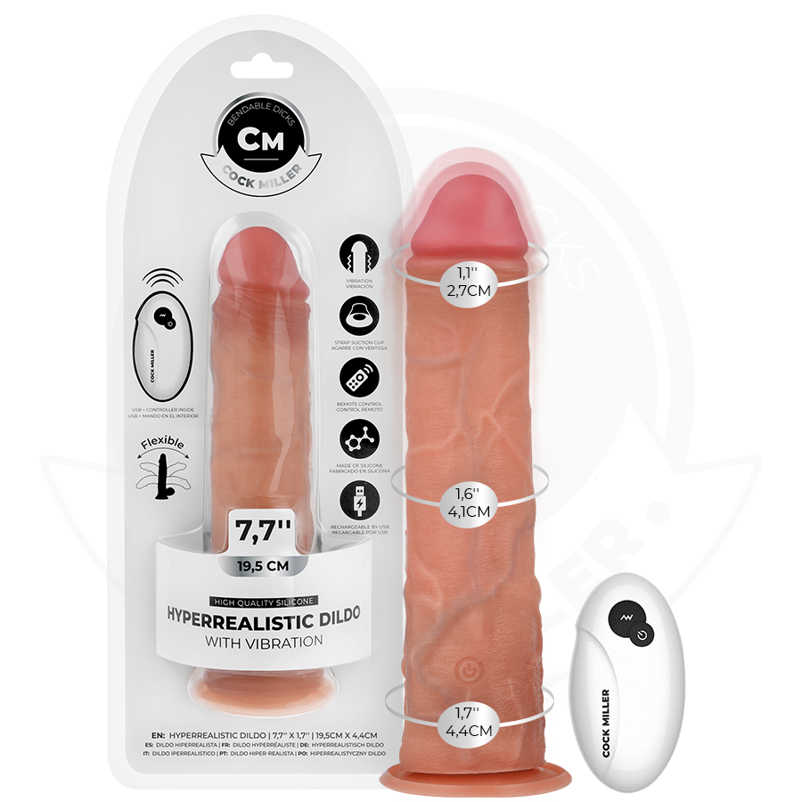 COCK MILLER - REALISTISK DILDO MED SUGEKOP OG FJERNBETJENING AF VIBRATION 19,5 CM