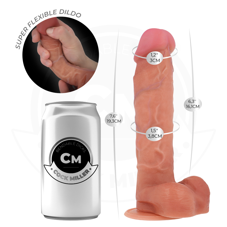 COCK MILLER - HYPERREALISTISK ARTIKULERBAR DILDO 19,3 CM
