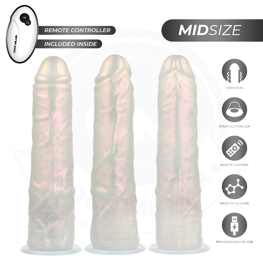 COCK MILLER - DILDO MED SUGEKOP, LYS OG VIBRATION MED FJERNBETJENING HVID 20,5 CM