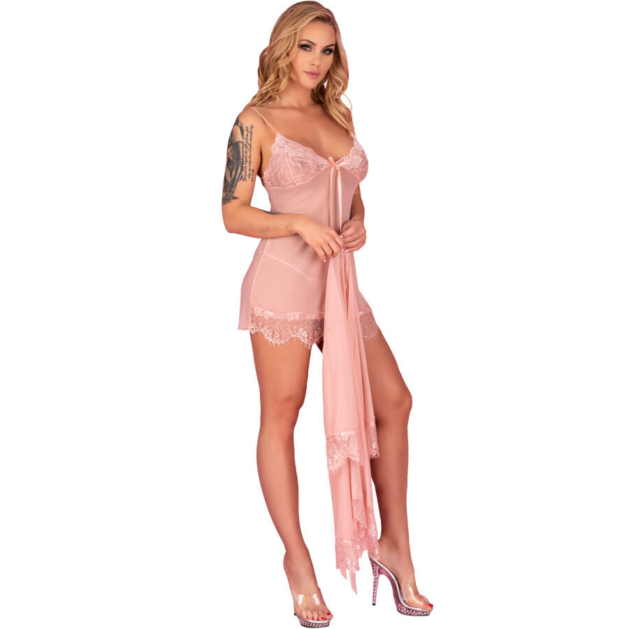 LIVCO CORSETTI FASHION - HYEONA 1710 BABYDOLL + THONG ROSE XL