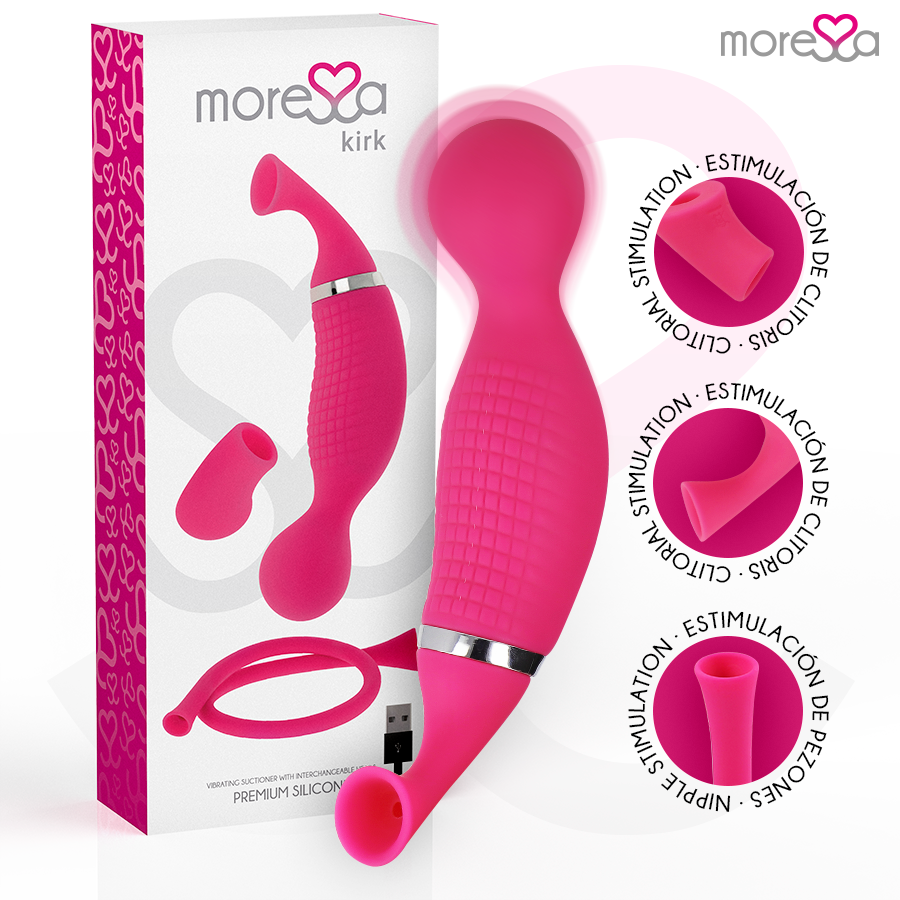 MORESSA - KIRK DUO SUGNING + MULTIPERFORMANS MASSAGEAPPARAT PREMIUM SILIKONE GENOPLADELIG