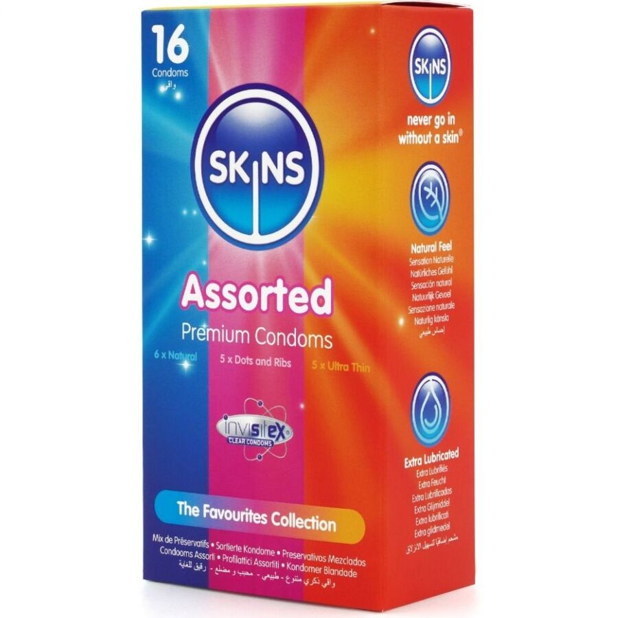 SKINS - ASSORTERET PREMIUM KONDOMER PAKKE 16