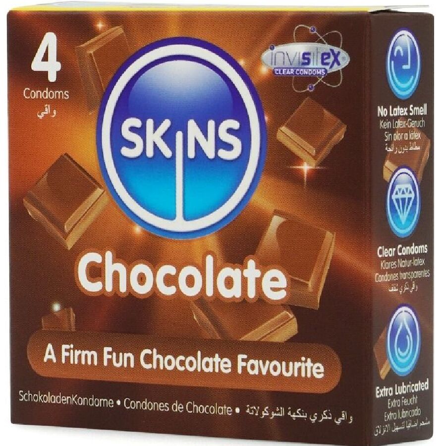 SKINS - CHOKOLADE PREMIUM KONDOMER PAKKE 4