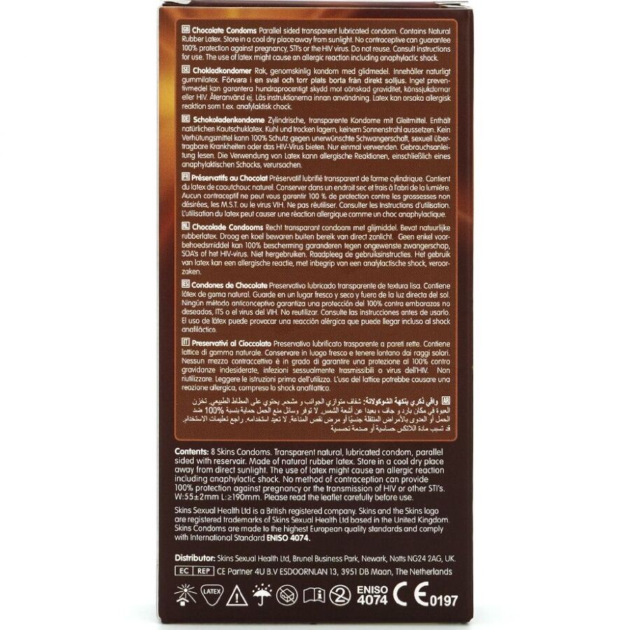SKINS - CHOKOLADE PREMIUM KONDOMER PAKKE 8