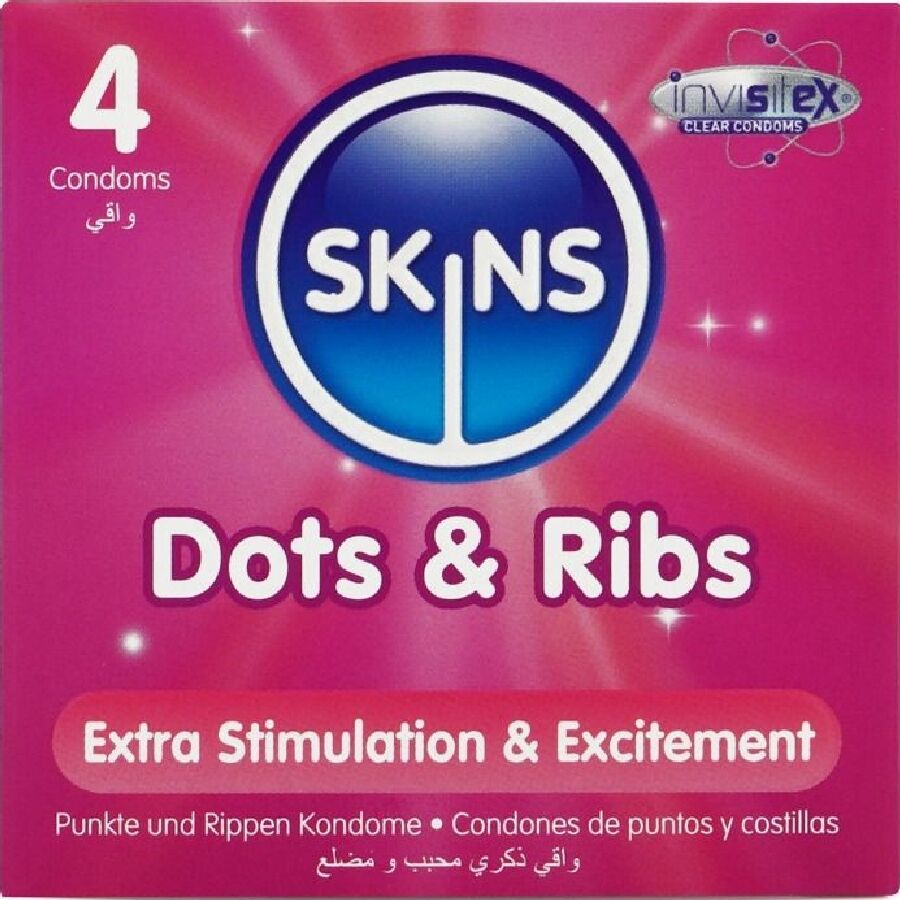 SKINS - DOTS & RIBS PREMIUM KONDOMER PAKKE 4
