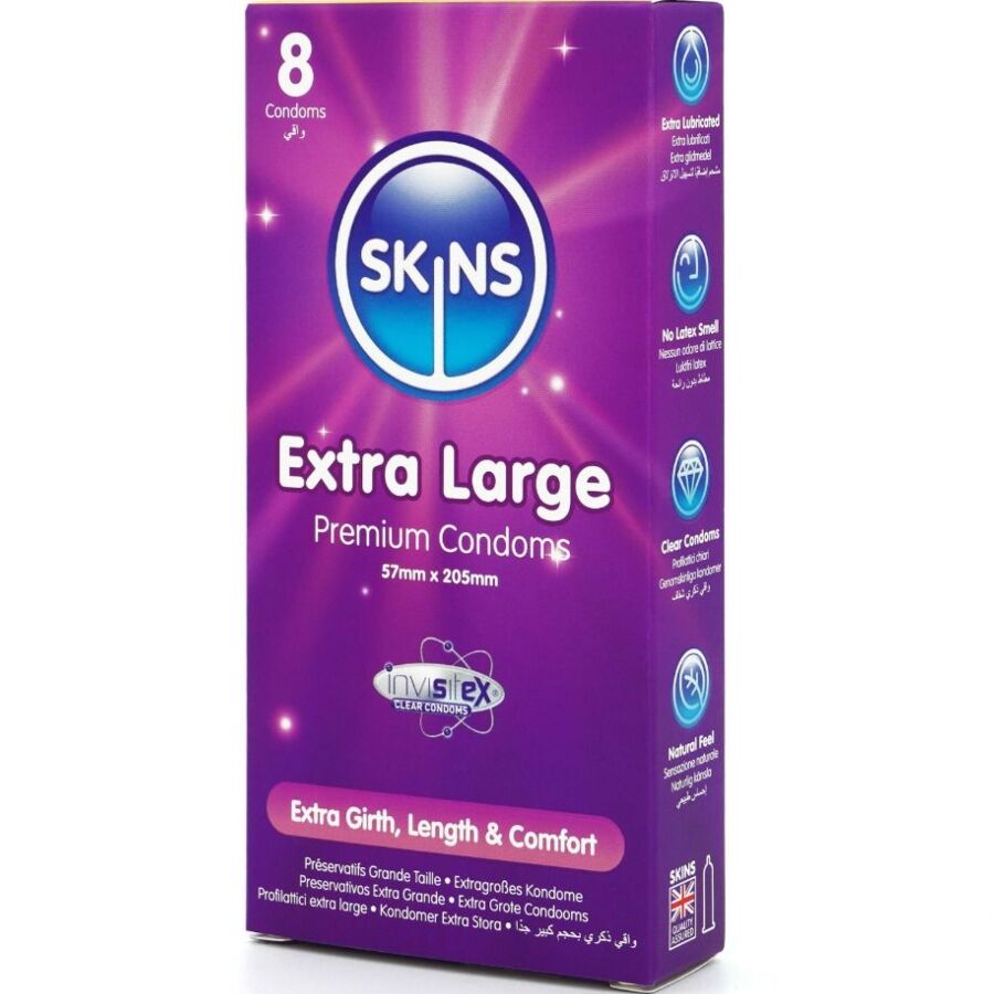 SKINS - EKSTRA STOR PREMIUM KONDOMER PAKKE 8