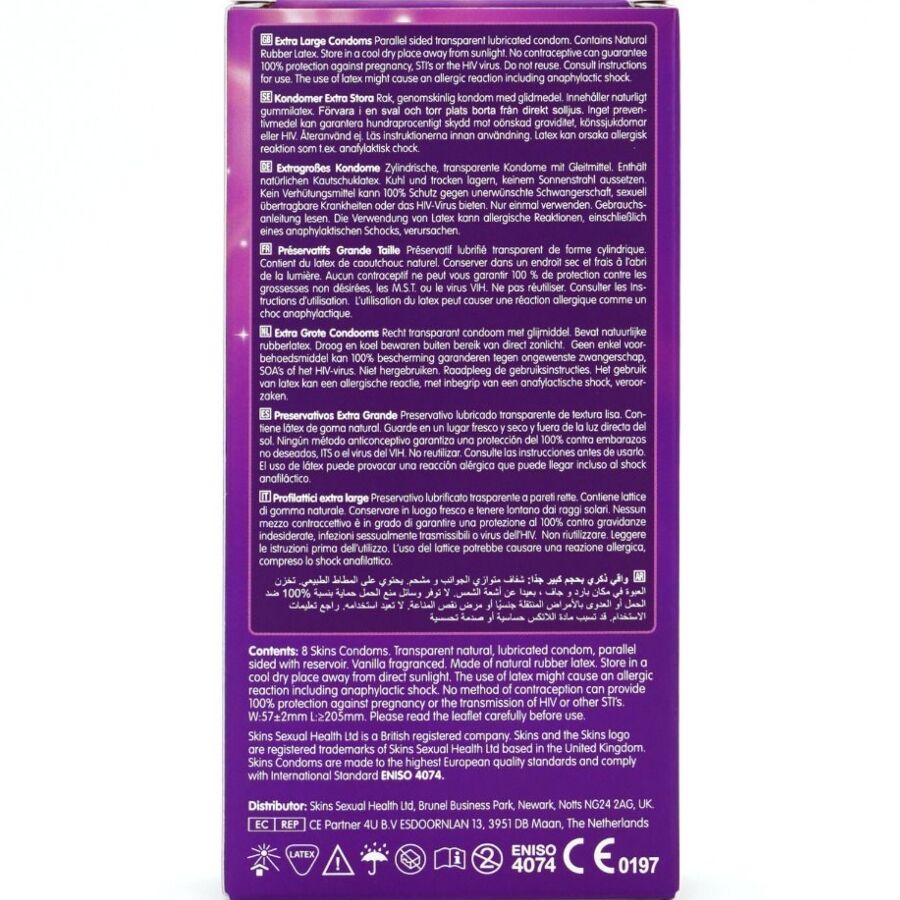 SKINS - EKSTRA STOR PREMIUM KONDOMER PAKKE 8