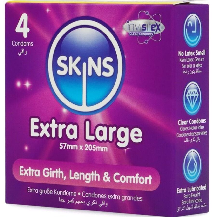 SKINS - EKSTRA STORE PREMIUM KONDOMPAKKE MED 4