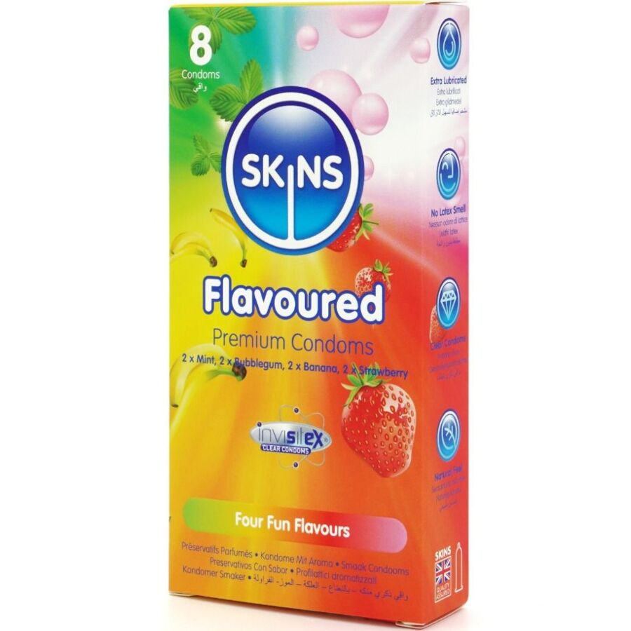 SKINS - PREMIUM KONDOMER MED MULTI-SMAGSVARER, PAKKE 8
