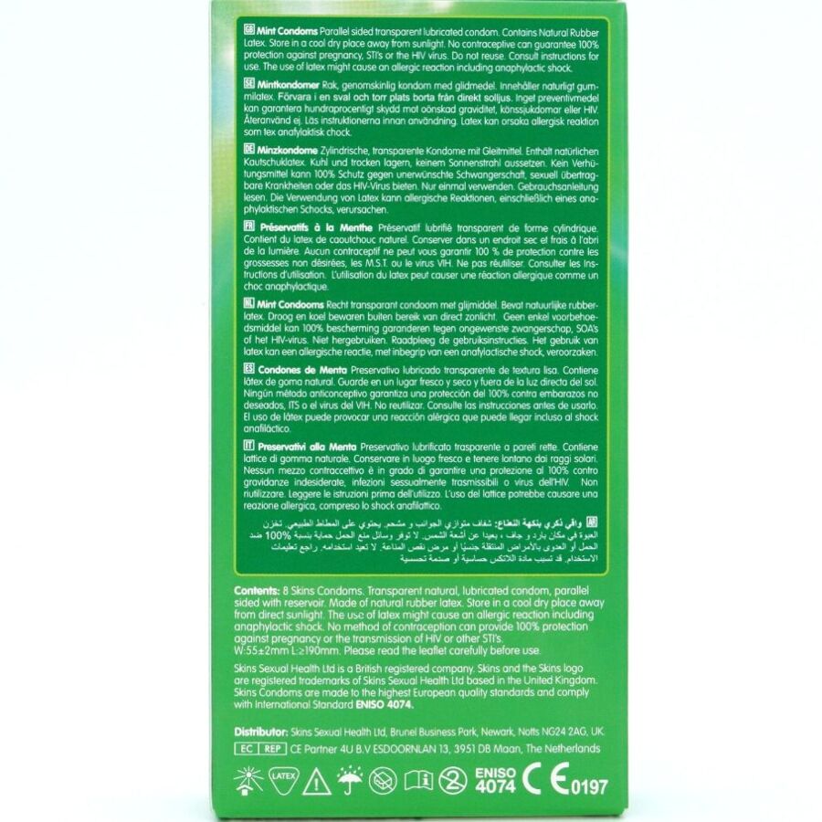 SKINS - MINT PREMIUM KONDOMER PAKKE 8